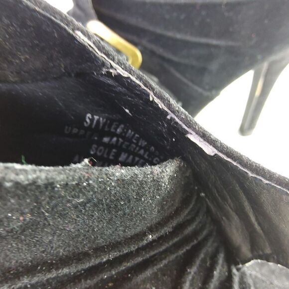 (3/$22) Charles Albert black open toe faux cowsuede heel shoe boot with buckled - Picture 17 of 17